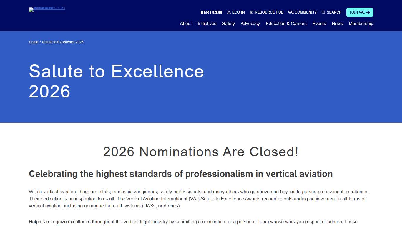 Salute to Excellence 2026 - Vertical Aviation International